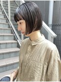 ミニボブ/地下風カラー/オリーブグレージュ/髪質改善ストレート