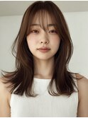 セミロング20代30代ストレートレイヤー前髪なし前髪あり越谷