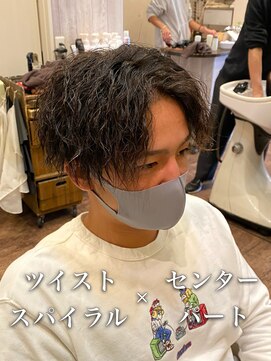 ルースト 南堀江店(ROOST) 刈り上げセンターパート/波巻きツイストスパイラル/南堀江