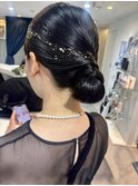 結婚式参列ヘア タイトシニヨン お団子ヘア 和装ヘア シニヨン