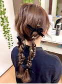 アシンメトリーツイン編みおろし【ヘアセット/新横浜】