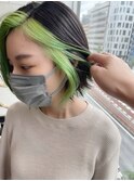 Goofy銀座/フェイスフレーミング/前髪無しショート/ライム/黄緑