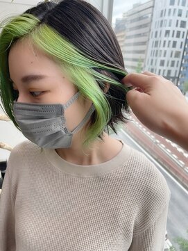 グーフィートーキョー 銀座(Goofy Tokyo) Goofy銀座/フェイスフレーミング/前髪無しショート/ライム/黄緑