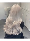 5375ニュアンスカラー艶髪ハイトーンシルキーベージュ波巻き