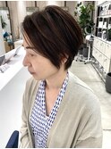 大人ショートレイヤー/白髪ぼかしハイライト/武蔵小杉/自由が丘