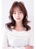 チョコグレージュ/20代30代大人かわいい/ミディアムレイヤー