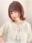 くびれヘアアプリコットオレンジ夏ヘアハイライトカラー        