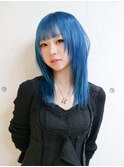 ハイトーンブリーチ韓国ヘア前髪カットロング_F30853