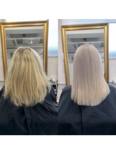 ブリーチダメージと癖で広がるお客様のBeforeAfterです。