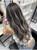 【lamchele】アッシュグレー×シールエクステ