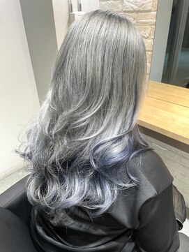 エイト 沖縄豊崎店(EIGHT toyosaki) 【EIGHT 豊崎】お客様スタイル_シルバーグレーネイビーブルー