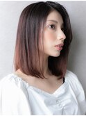 美髪艶感ストレート切りっぱなしかきあげボブディX大宮20代30代