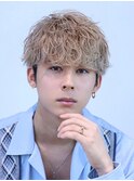 シースルーマッシュダウンパーマ金髪韓国マッシュツーブロック