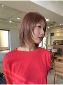 ボブ　フェイスレイヤー　顔周り　似合わせ　ピンクベージュ