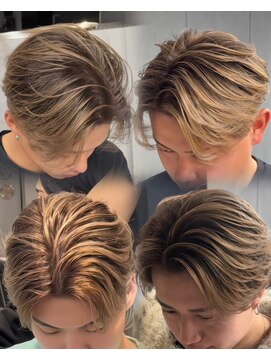 ステラ(STELLA) メンズ/バレイヤージュ/センターパート/ブリーチ＆ダブルカラー