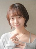 大人可愛い20代30代40代黒髪前下がりひし形小顔ボブ丸みショート