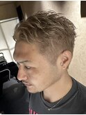 名駅 メンズ 外国人風カラー アップバングショート