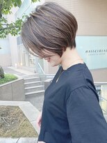 大人可愛い前髪長めハイライトショートボブアッシュブラウン小林