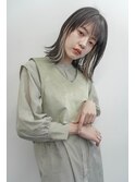 インナーカラー/ペールベージュ/外ハネボブ/セクションカラー
