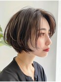 イメチェン 外ハネ ボブ 美髪 ワイドバング ブルーブラック