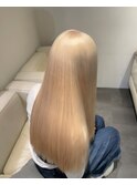 12164髪質改善金髪ホワイトブロンドマロンベージュストレート