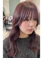 スリーヘアーデザインズ(Three Hair Designs) ツヤツヤピンクカラー&ウェーブ巻き