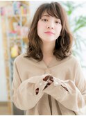 仙台/髪質改善/斜めバング!マロンベージュ☆ウェーブミディアムc