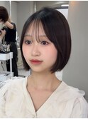 シースルーバング×透明感抜群コンパクトボブ