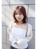 韓国レイヤーボブ切りっぱなしボブくびれボブ20代30代40代