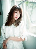 ショートバングが可愛い☆くせ毛風ナチュラルミディ
