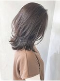 くびれミディアム_フリンジウェーブココアブラウン前髪