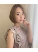 前髪長めナチュラルショートボブ♪　