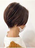 大人ショート　くすみブルー　縮毛矯正　韓国マッシュ