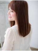 斜めバング上品うるツヤ髪ストレートセミディg小山20代30代40代