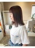 パツンとロブ/くすみピンク