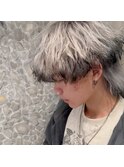 エンドカラー×メンズウルフカット×スパイラルパーマ仕上げ
