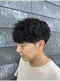 シャドウパーマメンズカットマッシュ波巻きスパイラルパーマ