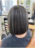 小顔 ネビージュ グレージュハイライトカラー◎