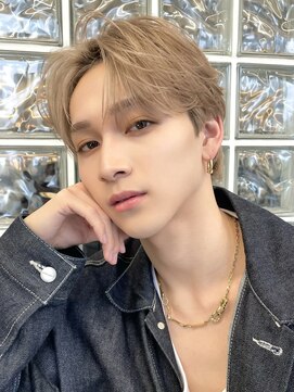 サンクマーケット 渋谷(cinq MARKET) メンズミルクティーベージュコンマヘアアッシュグレージュカラー