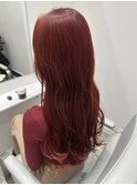 ブリーチなし/チェリーレッド/透明感カラー