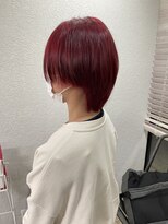 アジールヘア 所沢プロペ通り店(agir hair)&nbsp;美髪ケアブリーチチェリーレッドショートヘア所沢練馬ひばりヶ丘
