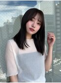 大人可愛い小顔シースルーバングワンカールレイヤーミディアム