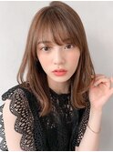 斜めバング美髪うる艶髪セミディ外ハネボブモテ髪#265f0226