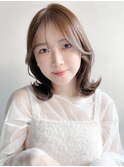 ミニウルフ美髪ナチュラルカールシースルーバング大人可愛い