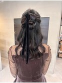 人気ヘアセット！ハーフアップヘアセットリボンヘア/中西
