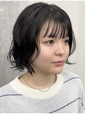 20代30代切りっぱなしボブタッセルボブ顔周りレイヤーオリーブ