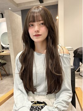 ラミエバイメルト 下北沢(lamie by melt) ロングレイヤー顔周りカットミルクティーベージュオリーブ下北沢