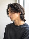 海外風センターパート ニュアンスサーフカール メンズロング
