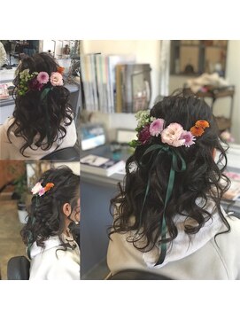 2つの鋏 卒業式ヘア