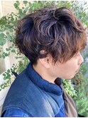 メンズゆるふわパーマ刈り上げスパイラルマッシュ梅ヶ丘美容院